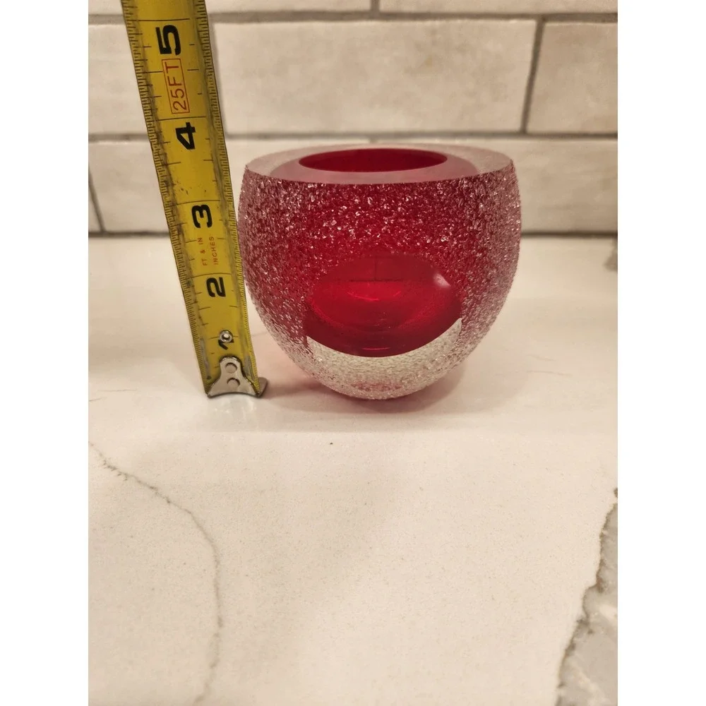 Ruby Red Fifth Avenue Geode Crystal Frosted Votive Glass‎ Candle Holder